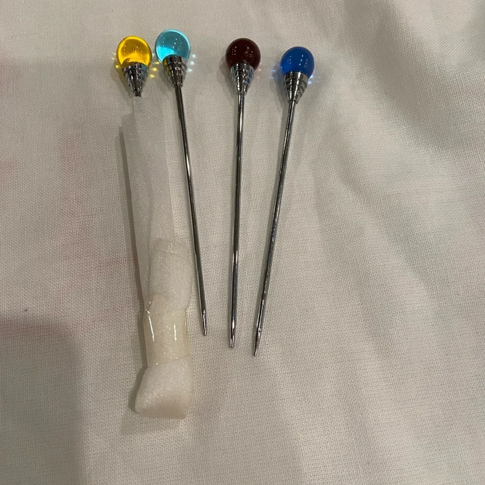 Vintage food metal silver Multicolor martini cocktail picks. yellow purple blue